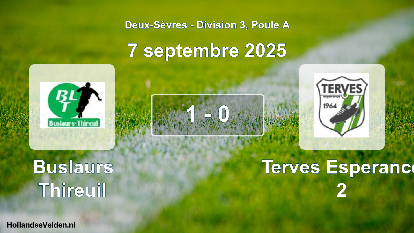 Gespeelde wedstrijd: Buslaurs Thireuil - Terves Esperance 2 1 - 0 (7 septembre 2025)