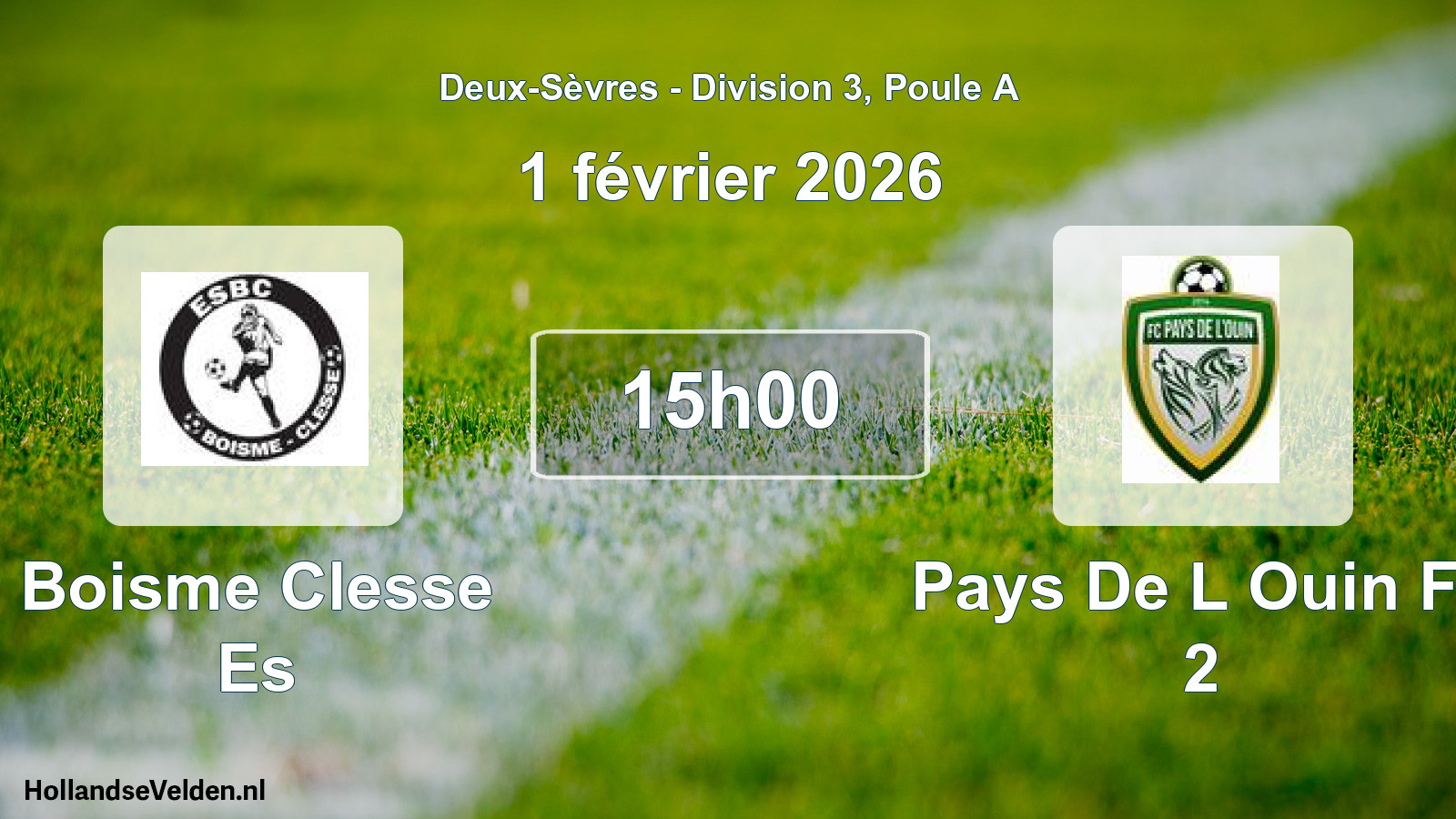 Geplande wedstrijd: Boisme Clesse Es - Pays De L Ouin Fc 2 (1 février 2026)