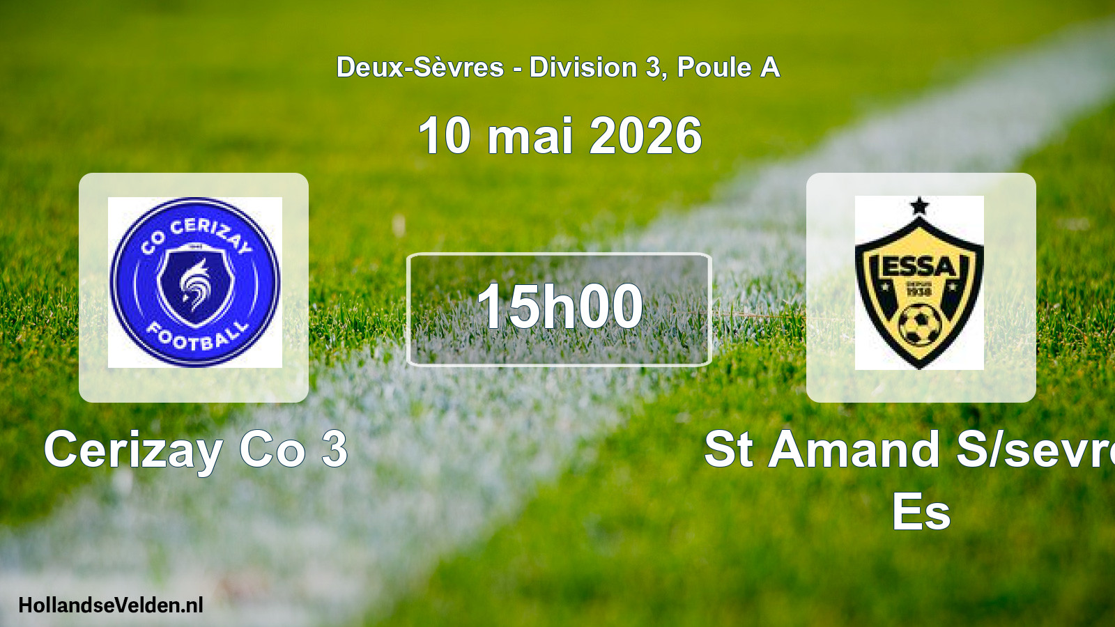 Geplande wedstrijd: Cerizay Co 3 - St Amand S/sevre Es (10 mai 2026)