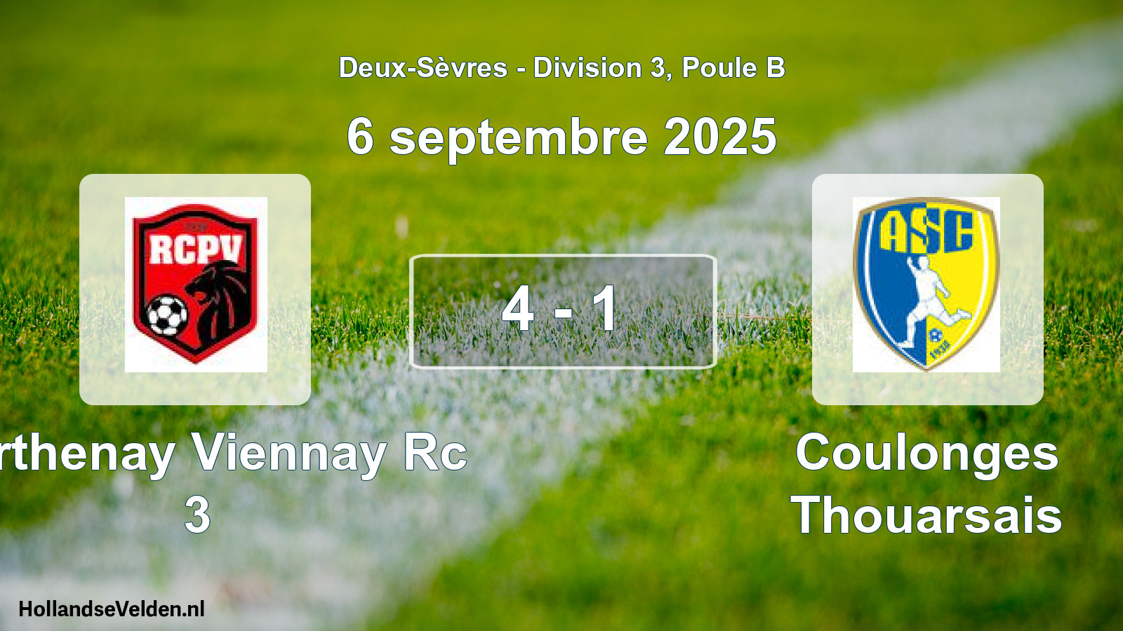 Gespeelde wedstrijd: Parthenay Viennay Rc 3 - Coulonges Thouarsais 4 - 1 (6 septembre 2025)