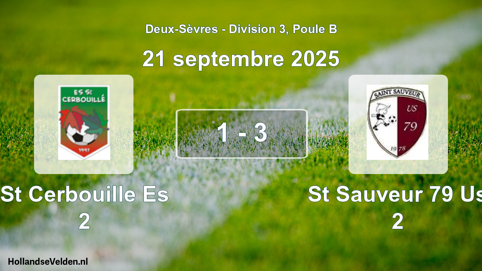 Gespeelde wedstrijd: St Cerbouille Es 2 - St Sauveur 79 Us 2 1 - 3 (21 septembre 2025)