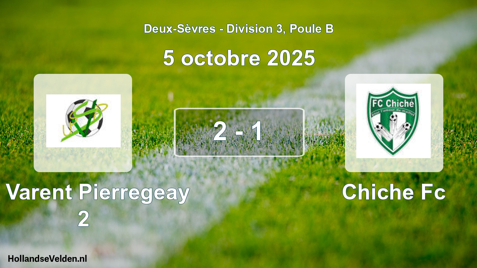 Gespeelde wedstrijd: St Varent Pierregeay 2 - Chiche Fc 2 - 1 (5 octobre 2025)