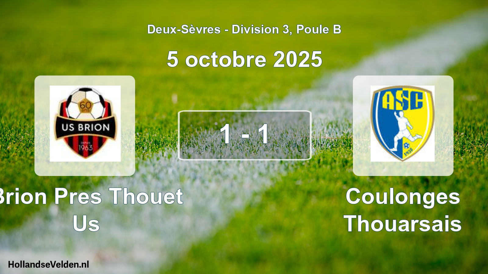 Gespeelde wedstrijd: Brion Pres Thouet Us - Coulonges Thouarsais 1 - 1 (5 octobre 2025)