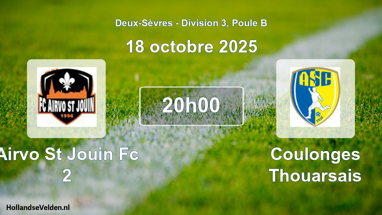 Geplande wedstrijd: Airvo St Jouin Fc 2 - Coulonges Thouarsais (18 octobre 2025)
