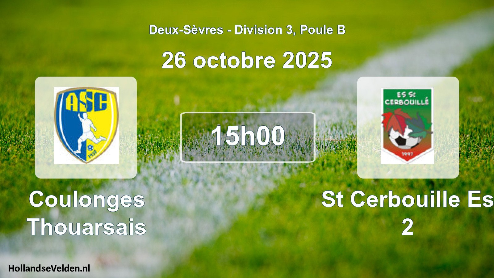 Geplande wedstrijd: Coulonges Thouarsais - St Cerbouille Es 2 (26 octobre 2025)