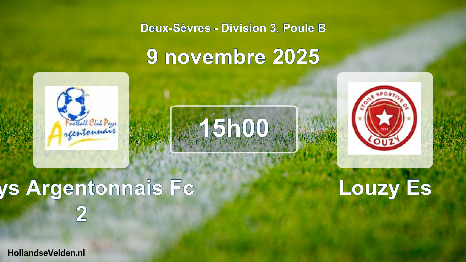 Geplande wedstrijd: Pays Argentonnais Fc 2 - Louzy Es (9 novembre 2025)
