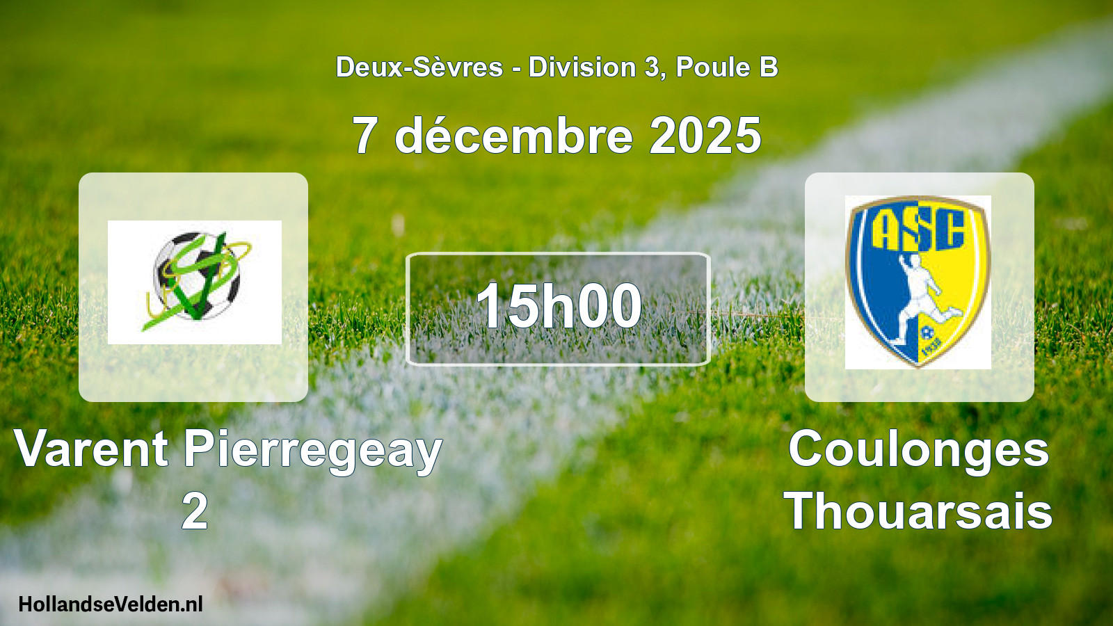 Geplande wedstrijd: St Varent Pierregeay 2 - Coulonges Thouarsais (7 décembre 2025)