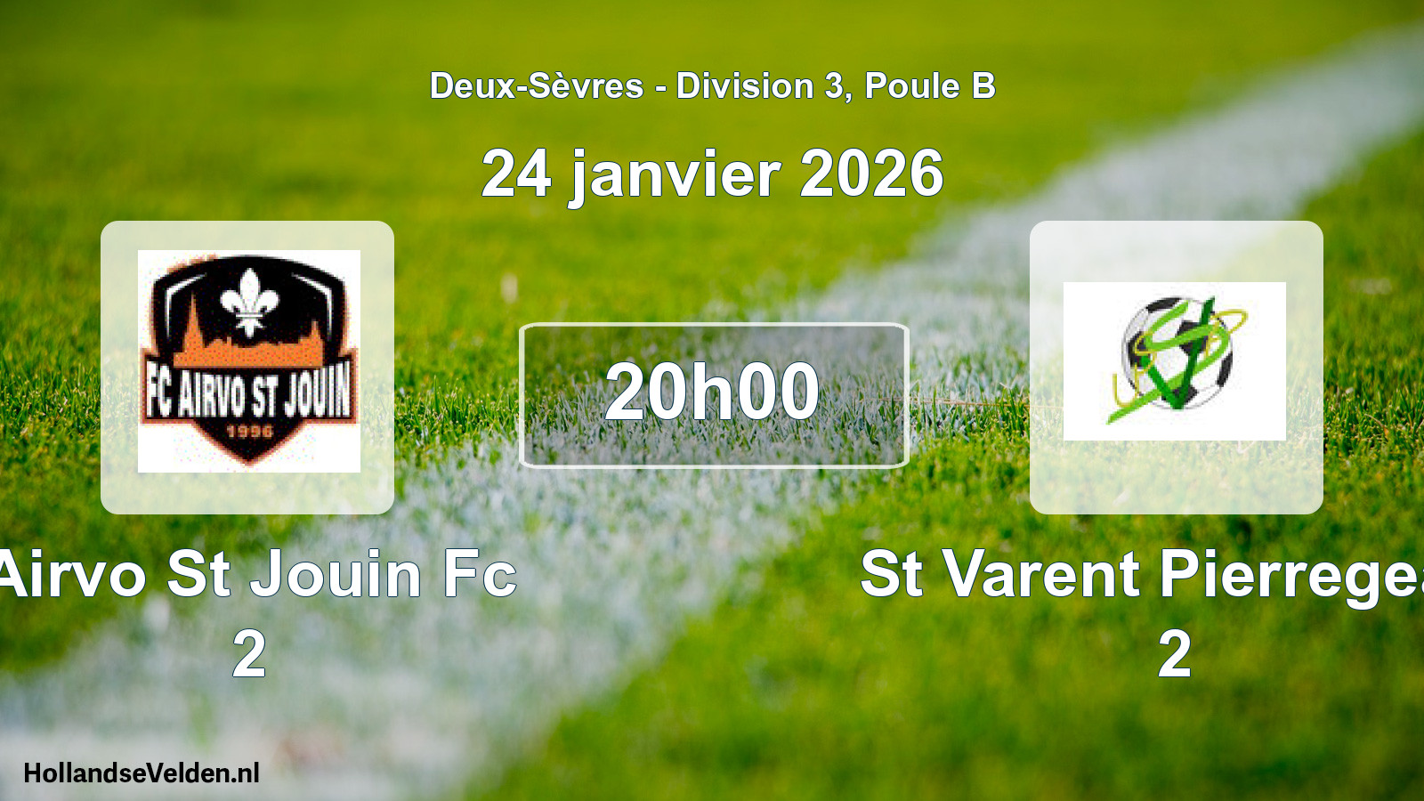 Geplande wedstrijd: Airvo St Jouin Fc 2 - St Varent Pierregeay 2 (24 janvier 2026)