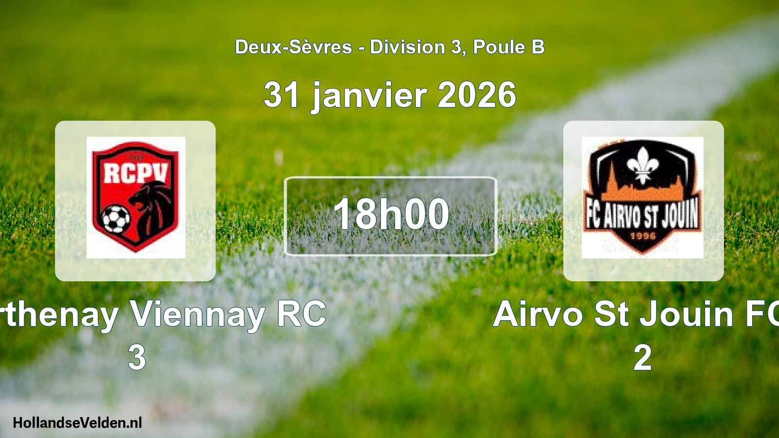 Geplande wedstrijd: Parthenay Viennay RC 3 - Airvo St Jouin FC 2 (31 januari 2026)