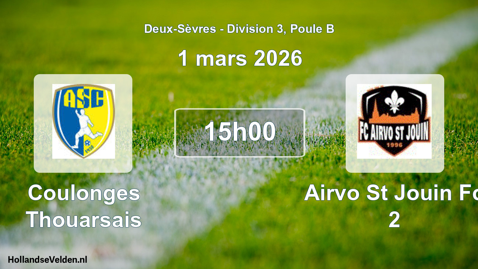 Geplande wedstrijd: Coulonges Thouarsais - Airvo St Jouin Fc 2 (1 mars 2026)