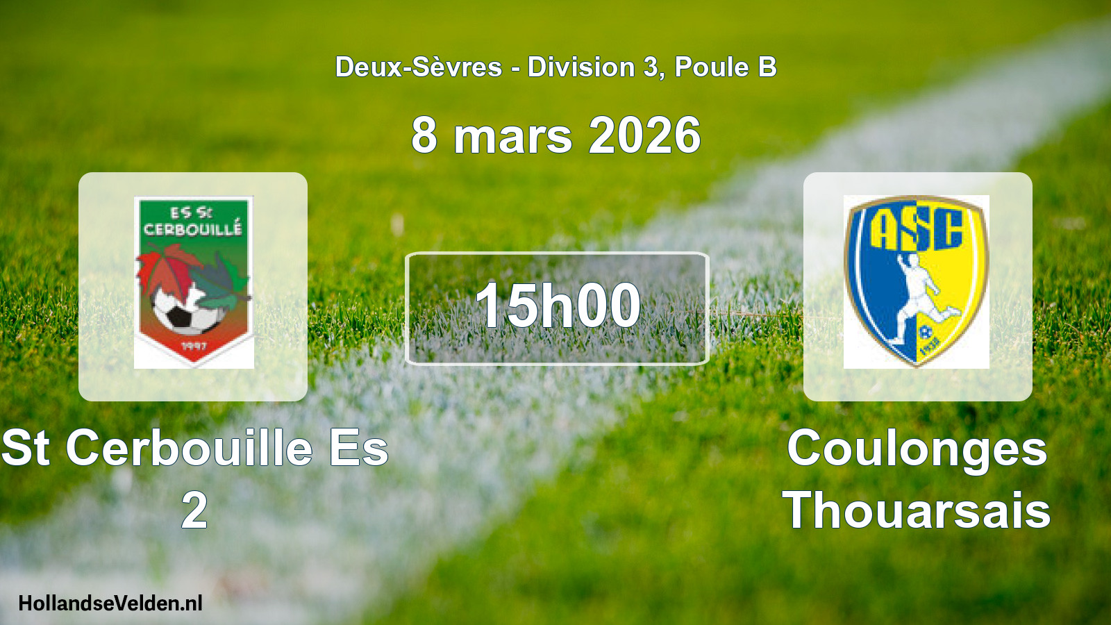 Geplande wedstrijd: St Cerbouille Es 2 - Coulonges Thouarsais (8 mars 2026)