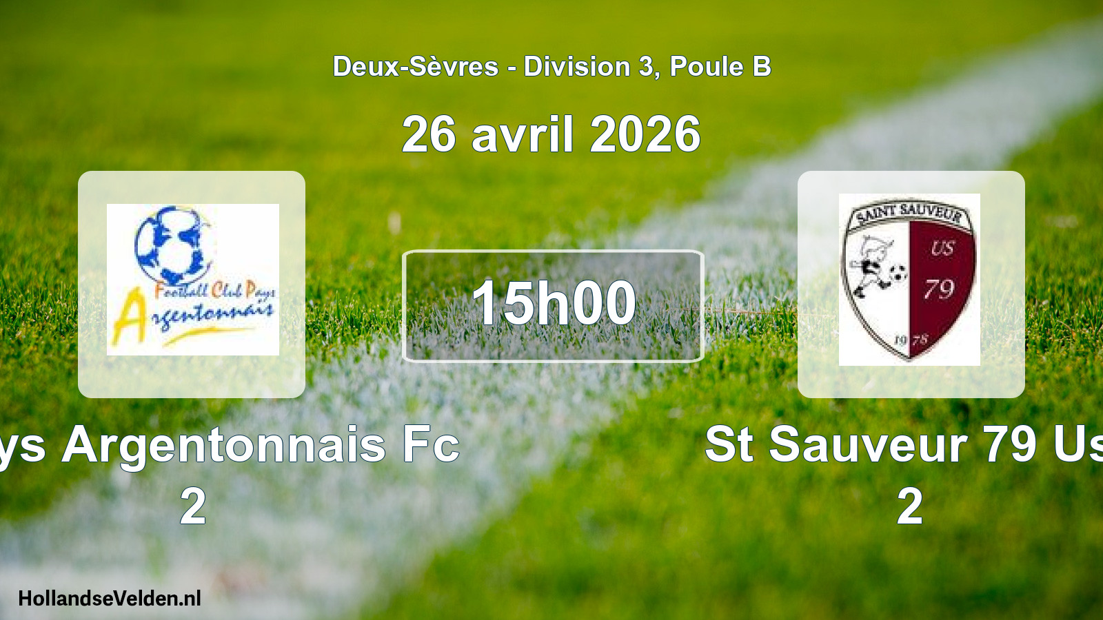 Scheduled Match: Pays Argentonnais Fc 2 - St Sauveur 79 Us 2 (26 April 2026)