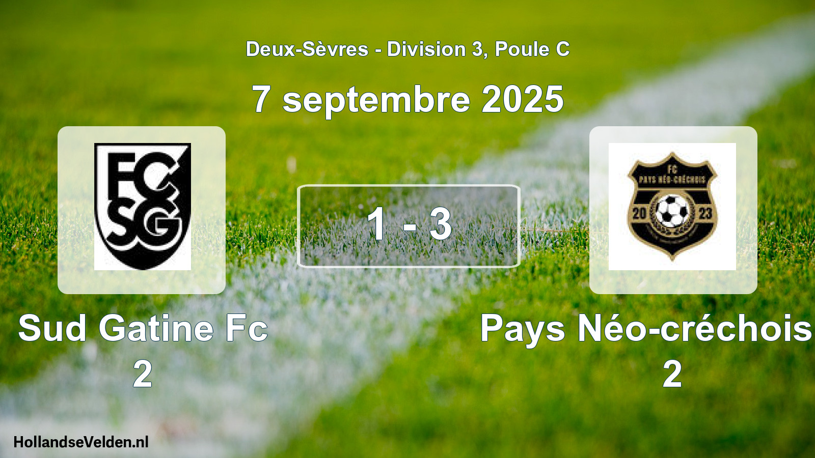 Gespeelde wedstrijd: Sud Gatine Fc 2 - Pays Néo-créchois Fc 2 1 - 3 (7 septembre 2025)