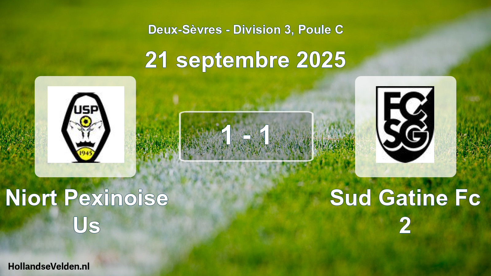 Gespeelde wedstrijd: Niort Pexinoise Us - Sud Gatine Fc 2 1 - 1 (21 septembre 2025)