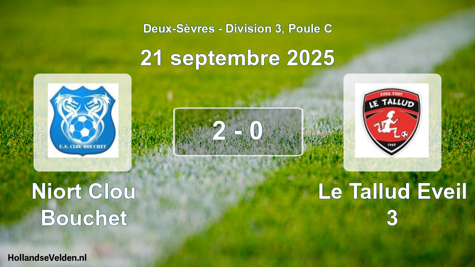 Gespeelde wedstrijd: Niort Clou Bouchet - Le Tallud Eveil 3 2 - 0 (21 septembre 2025)
