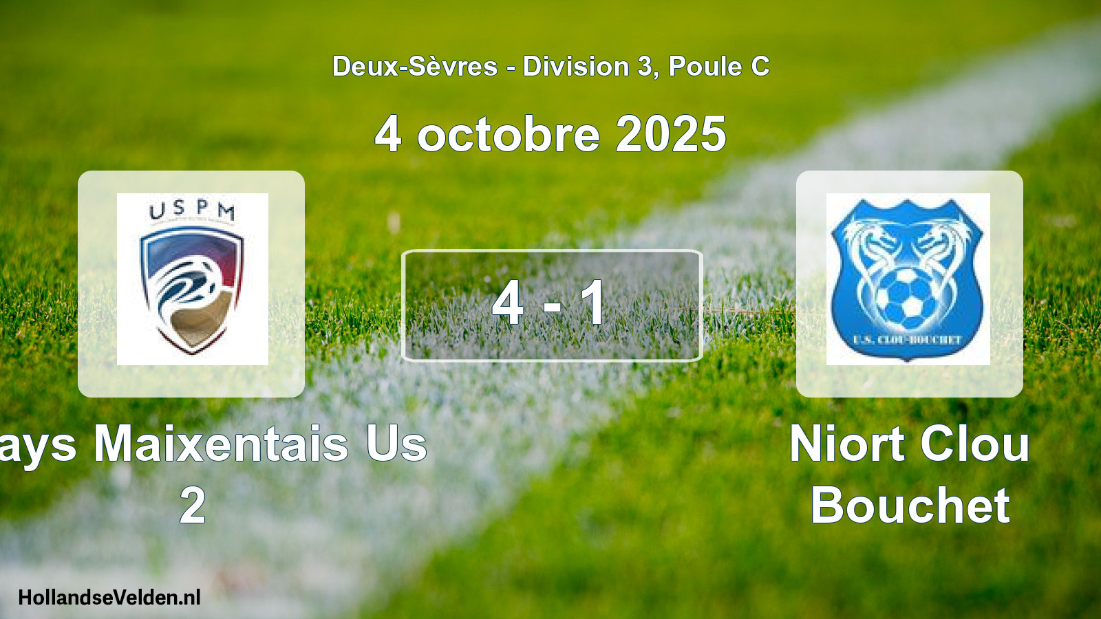 Gespeelde wedstrijd: Pays Maixentais Us 2 - Niort Clou Bouchet 4 - 1 (4 oktober 2025)