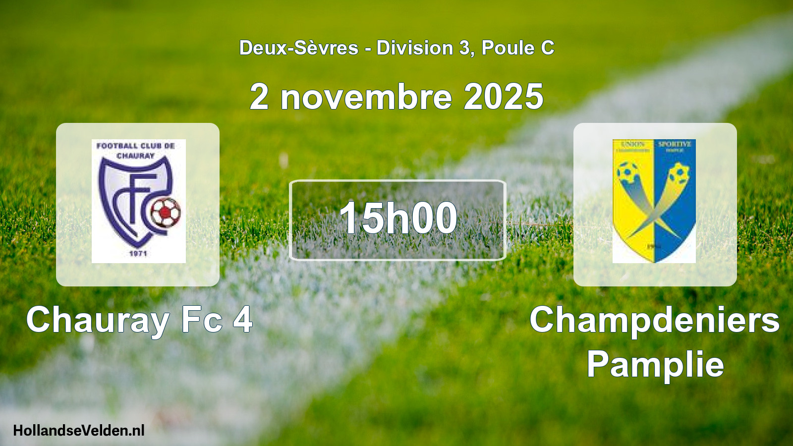 Geplande wedstrijd: Chauray Fc 4 - Champdeniers Pamplie (2 novembre 2025)
