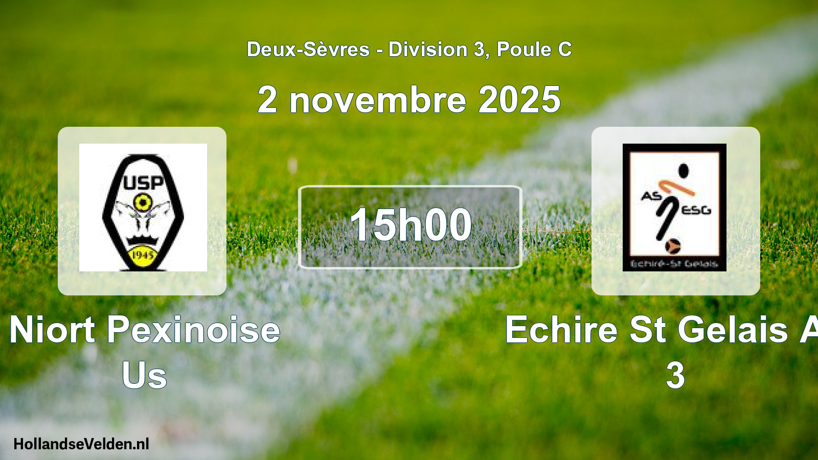 Geplande wedstrijd: Niort Pexinoise Us - Echire St Gelais As 3 (2 november 2025)