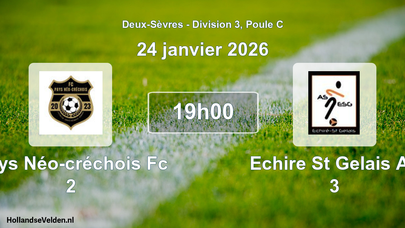 Geplande wedstrijd: Pays Néo-créchois Fc 2 - Echire St Gelais As 3 (24 janvier 2026)