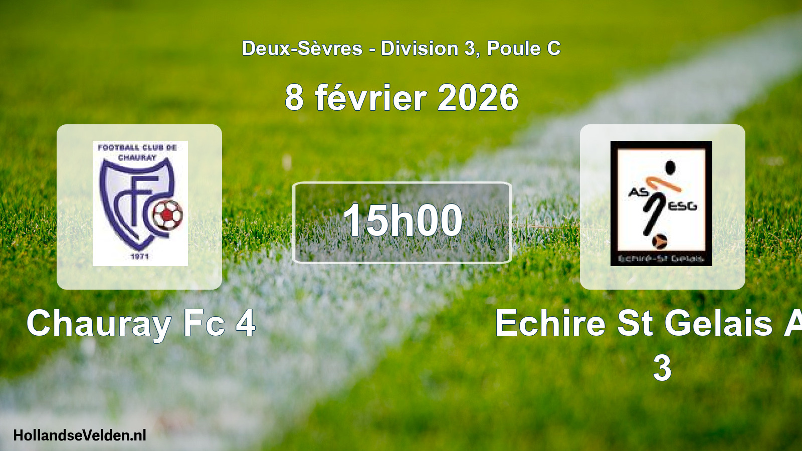 Geplande wedstrijd: Chauray Fc 4 - Echire St Gelais As 3 (8 février 2026)