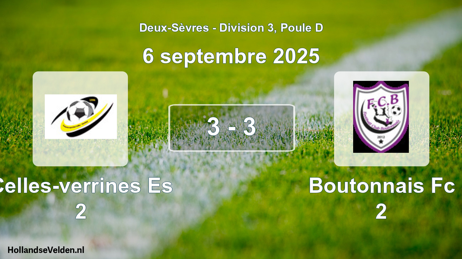 Gespeelde wedstrijd: Celles-verrines Es 2 - Boutonnais Fc 2 3 - 3 (6 septembre 2025)