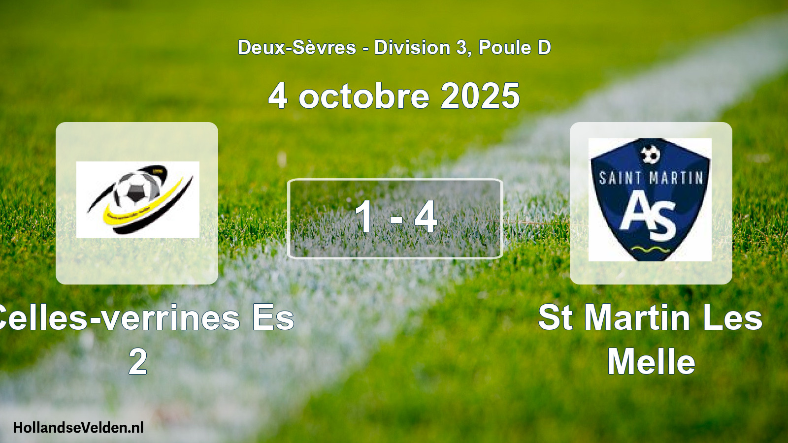 Gespeelde wedstrijd: Celles-verrines Es 2 - St Martin Les Melle 1 - 4 (4 octobre 2025)