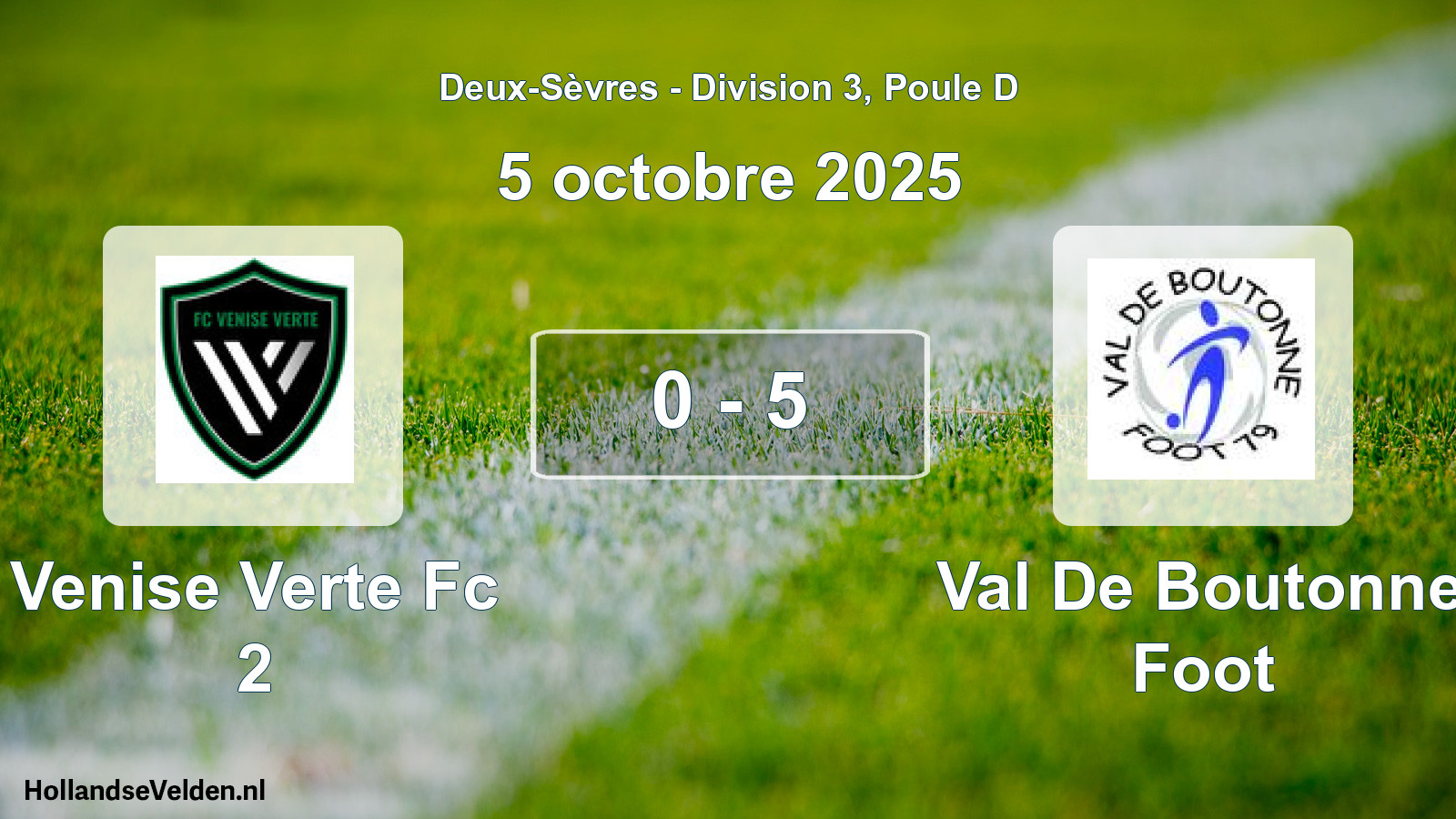 Gespeelde wedstrijd: Venise Verte Fc 2 - Val De Boutonne Foot 0 - 5 (5 octobre 2025)