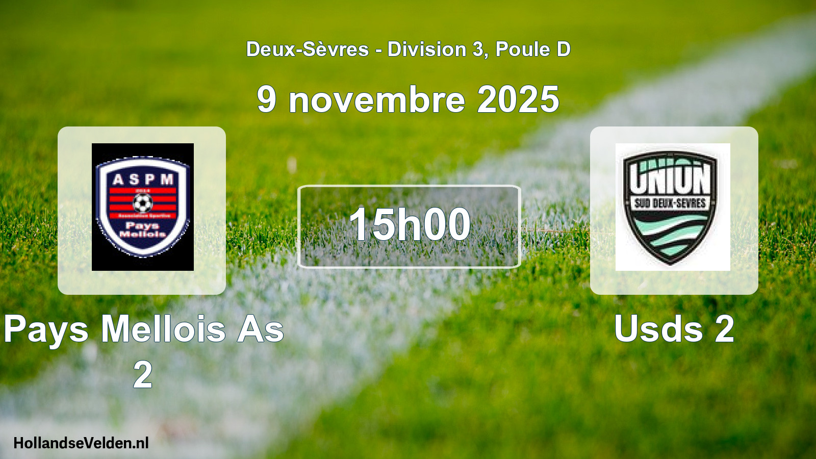 Geplande wedstrijd: Pays Mellois As 2 - Usds 2 (9 novembre 2025)