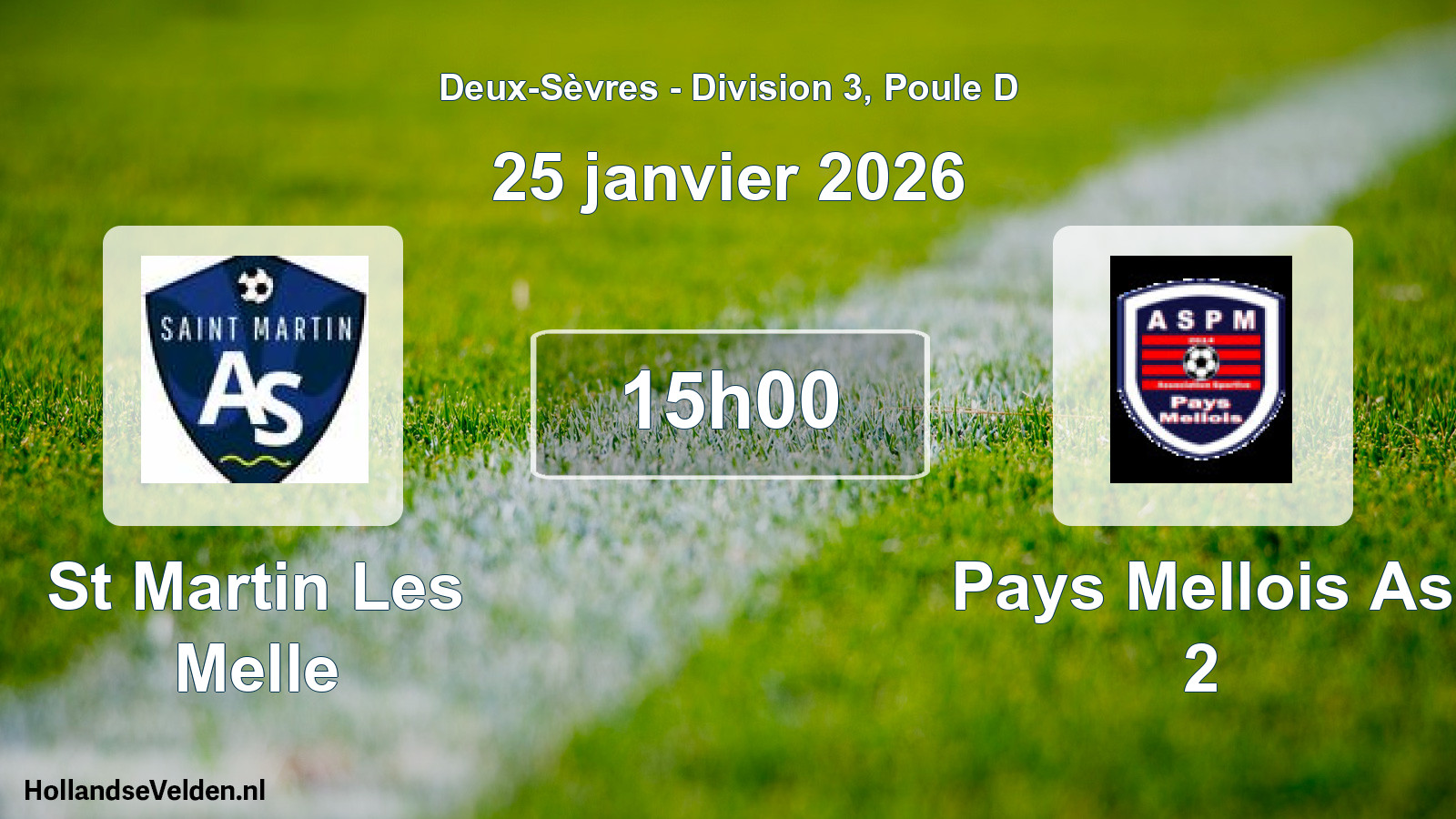 Geplande wedstrijd: St Martin Les Melle - Pays Mellois As 2 (25 janvier 2026)