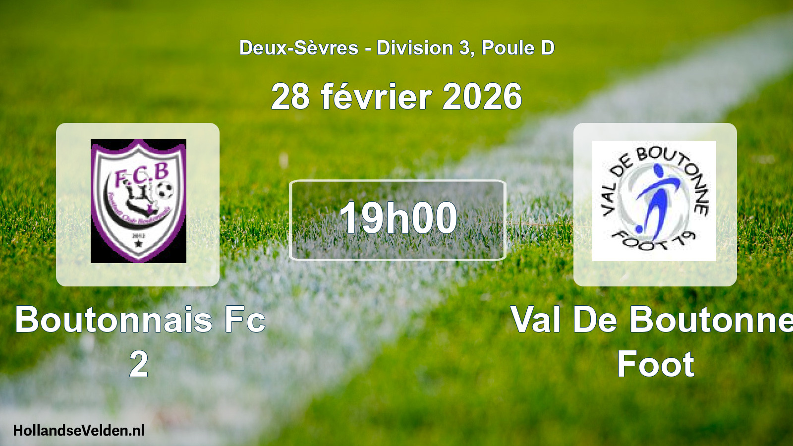 Geplande wedstrijd: Boutonnais Fc 2 - Val De Boutonne Foot (28 februari 2026)