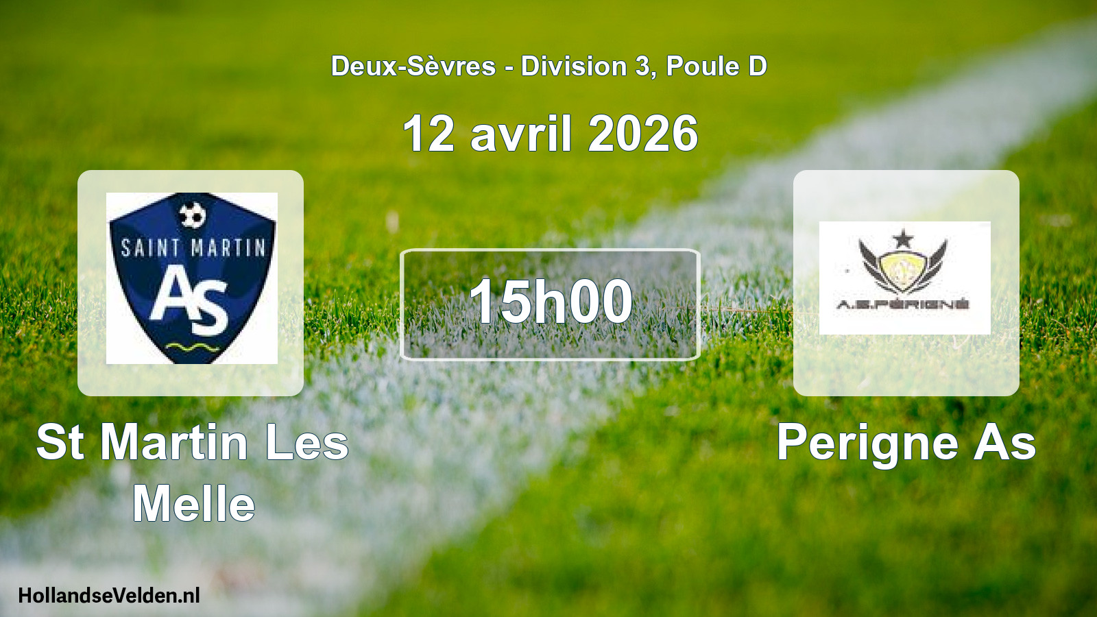 Geplande wedstrijd: St Martin Les Melle - Perigne As (12 avril 2026)