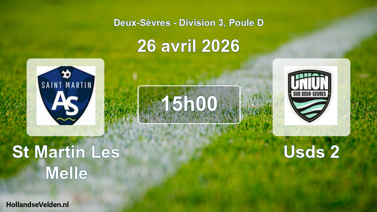 Geplande wedstrijd: St Martin Les Melle - Usds 2 (26 avril 2026)