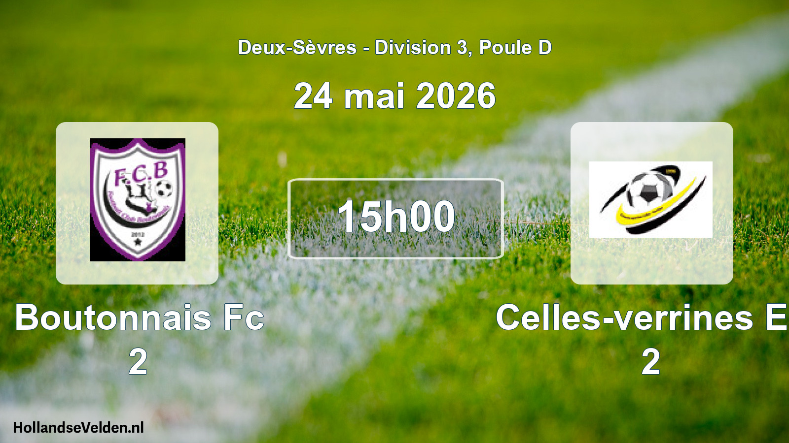 Geplande wedstrijd: Boutonnais Fc 2 - Celles-verrines Es 2 (24 mai 2026)