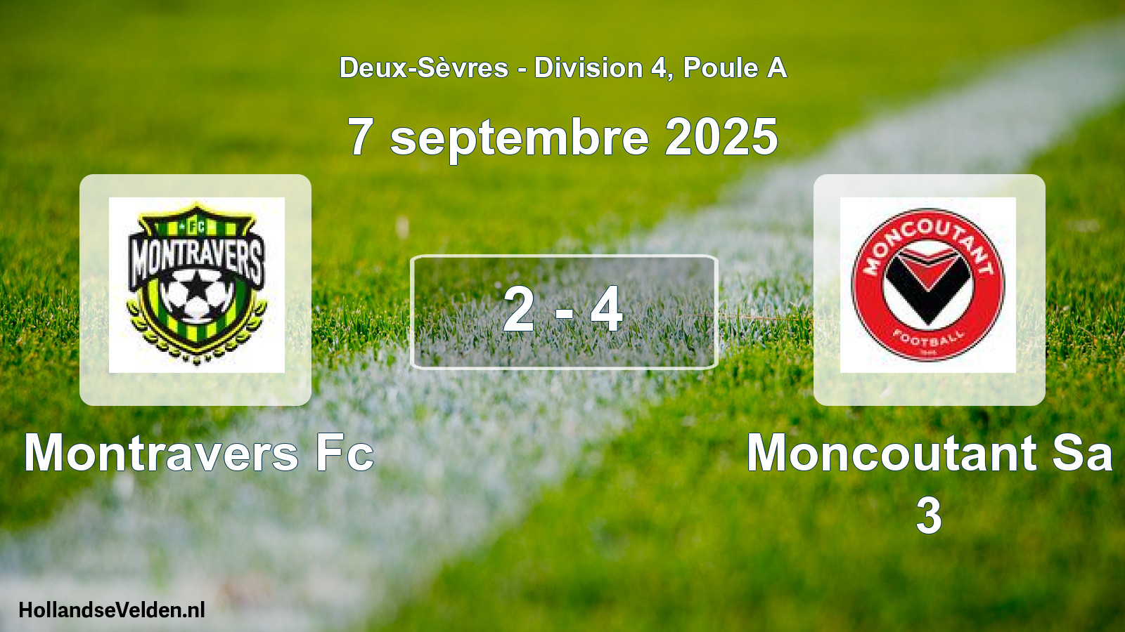 Total number of matches played: Montravers Fc - Moncoutant Sa 3 2 - 4 (7 September 2025)