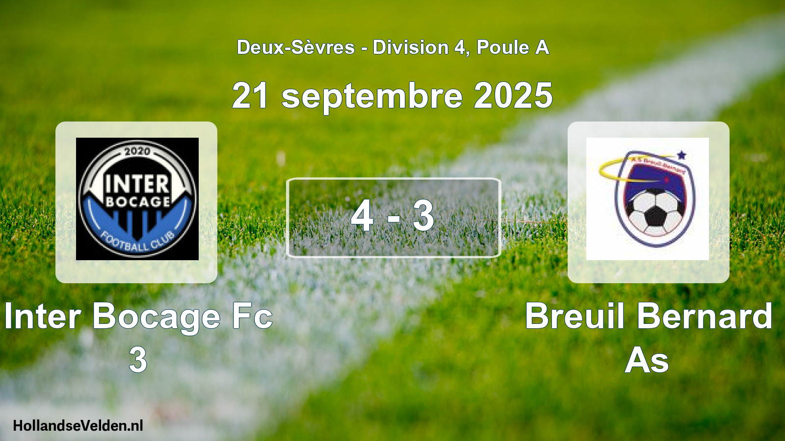 Total number of matches played: Inter Bocage Fc 3 - Breuil Bernard As 4 - 3 (21 September 2025)