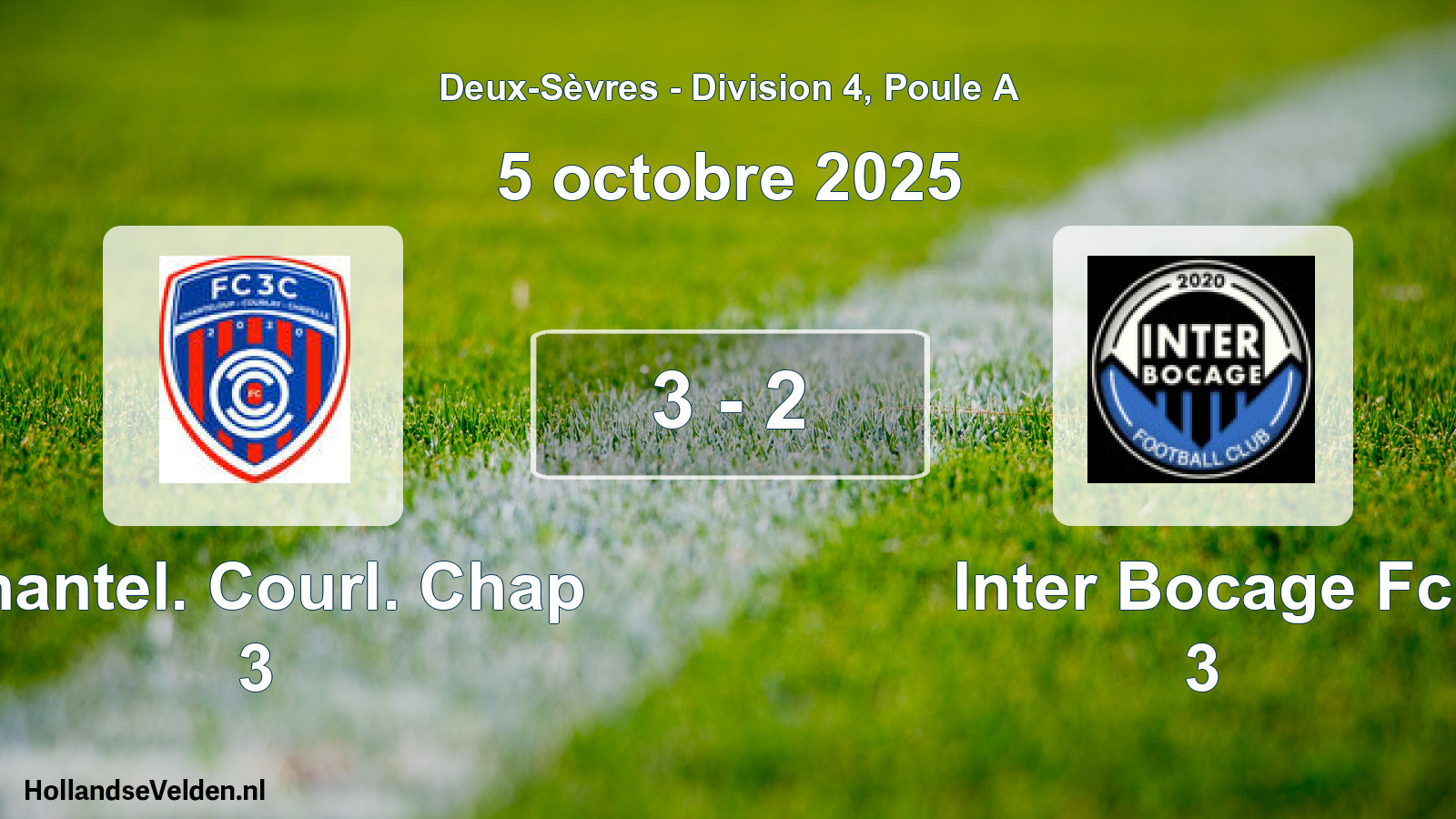 Gespeelde wedstrijd: Chantel. Courl. Chap 3 - Inter Bocage Fc 3 3 - 2 (5 octobre 2025)