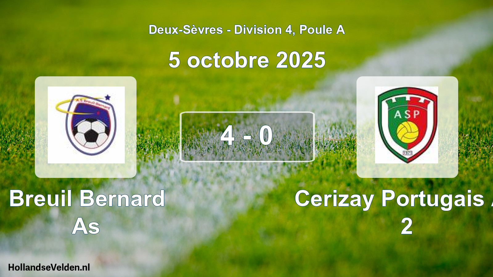 Gespeelde wedstrijd: Breuil Bernard As - Cerizay Portugais As 2 4 - 0 (5 octobre 2025)