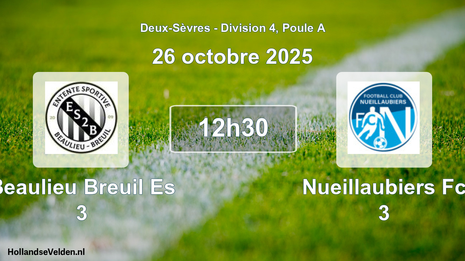 Geplande wedstrijd: Beaulieu Breuil Es 3 - Nueillaubiers Fc 3 (26 octobre 2025)