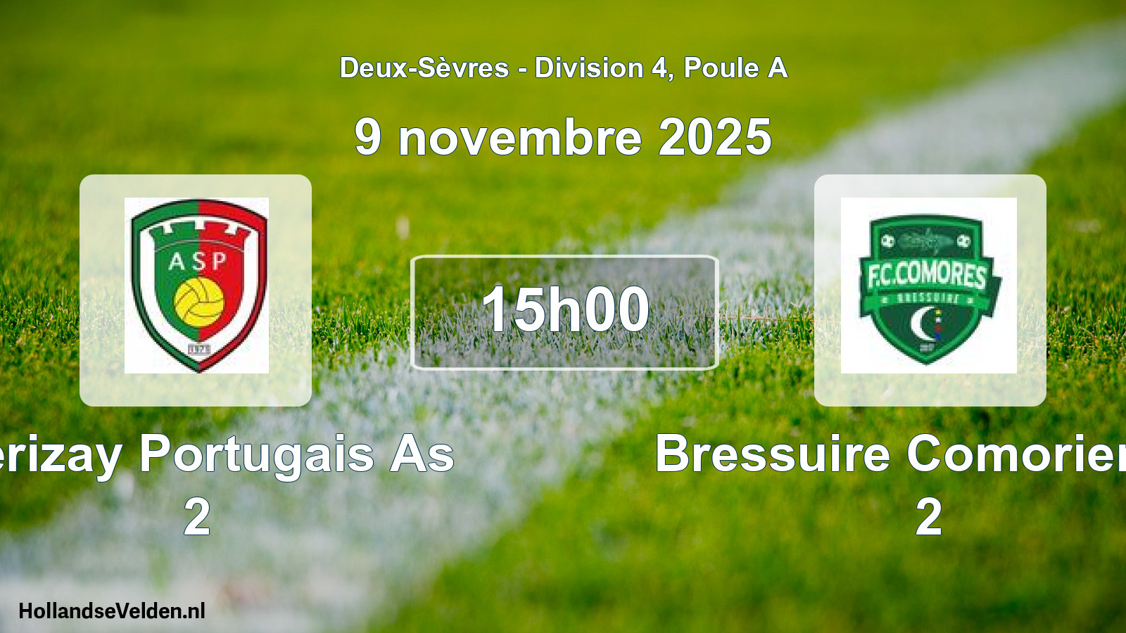 Geplande wedstrijd: Cerizay Portugais As 2 - Bressuire Comorienne 2 (9 novembre 2025)
