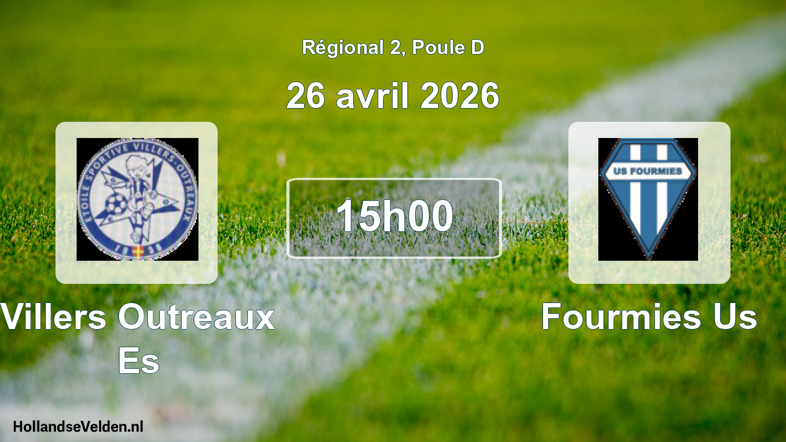 Geplande wedstrijd: Villers Outreaux Es - Fourmies Us (26 april 2026)