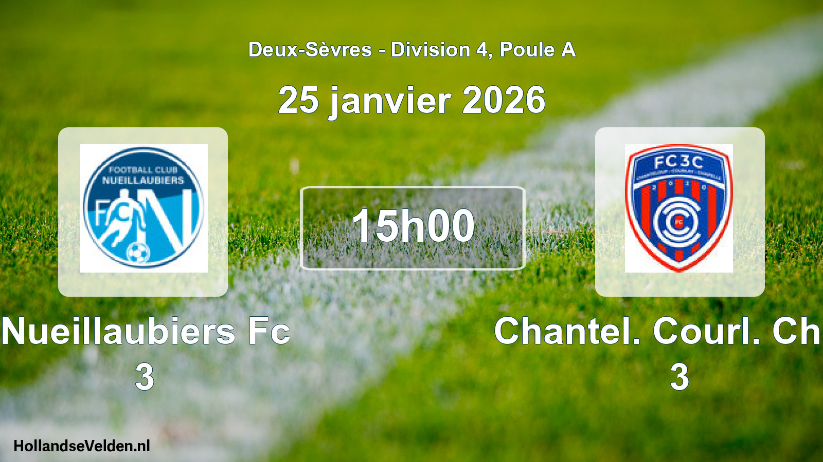 Geplande wedstrijd: Nueillaubiers Fc 3 - Chantel. Courl. Chap 3 (25 janvier 2026)