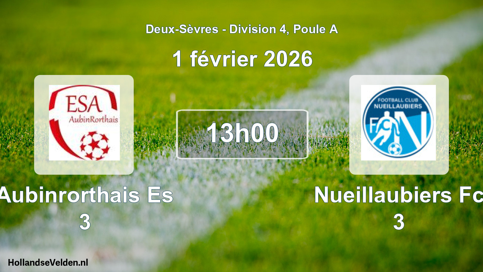 Geplande wedstrijd: Aubinrorthais Es 3 - Nueillaubiers Fc 3 (1 février 2026)
