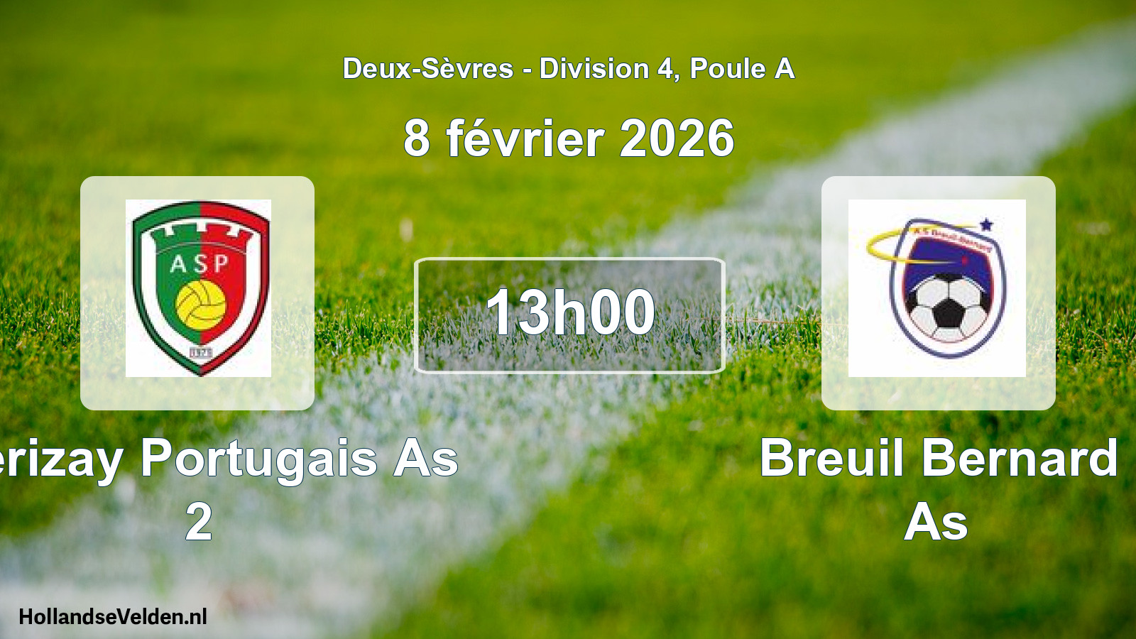 Geplande wedstrijd: Cerizay Portugais As 2 - Breuil Bernard As (8 février 2026)