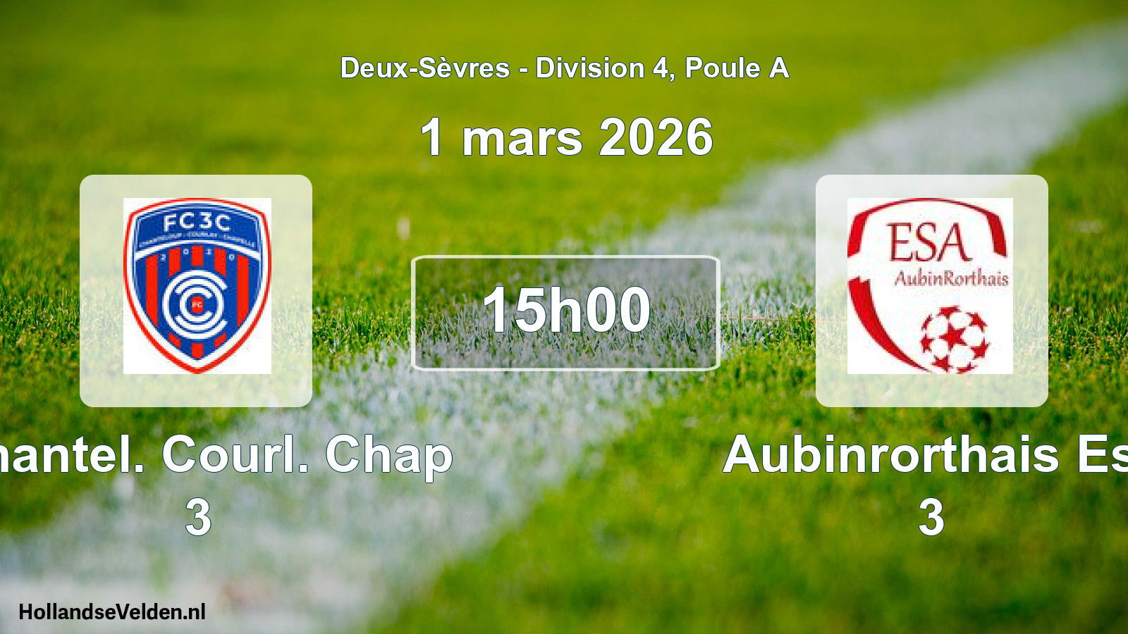 Geplande wedstrijd: Chantel. Courl. Chap 3 - Aubinrorthais Es 3 (1 mars 2026)