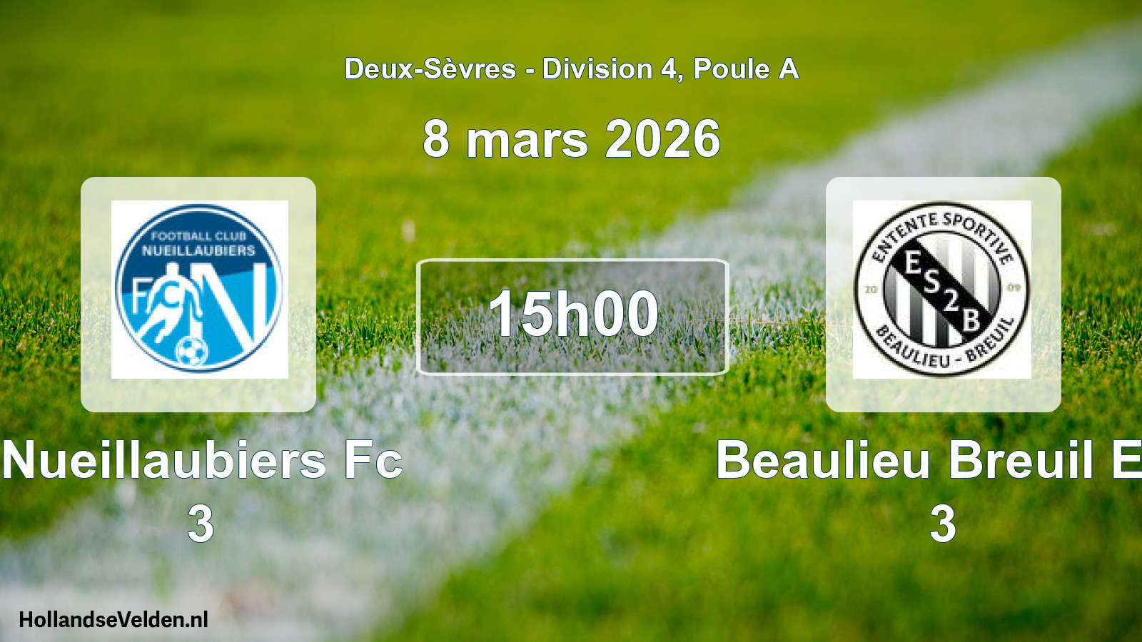 Geplande wedstrijd: Nueillaubiers Fc 3 - Beaulieu Breuil Es 3 (8 mars 2026)