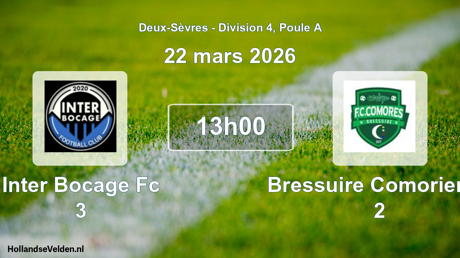 Geplande wedstrijd: Inter Bocage Fc 3 - Bressuire Comorienne 2 (22 mars 2026)