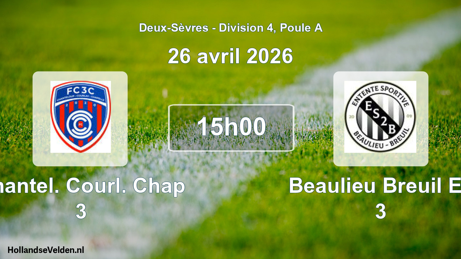 Geplande wedstrijd: Chantel. Courl. Chap 3 - Beaulieu Breuil Es 3 (26 avril 2026)