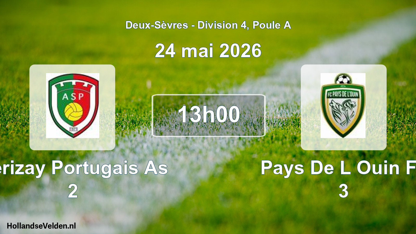 Scheduled Match: Cerizay Portugais As 2 - Pays De L Ouin Fc 3 (24 May 2026)