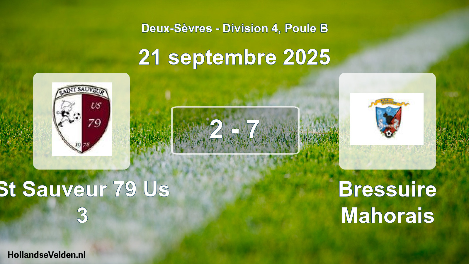 Gespeelde wedstrijd: St Sauveur 79 Us 3 - Bressuire Mahorais 2 - 7 (21 septembre 2025)