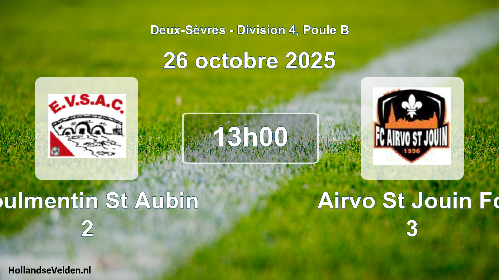 Geplande wedstrijd: Voulmentin St Aubin 2 - Airvo St Jouin Fc 3 (26 octobre 2025)